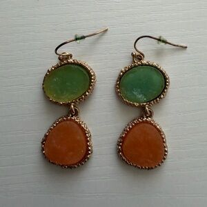 Elegant Green and Orange Dangle Earrings